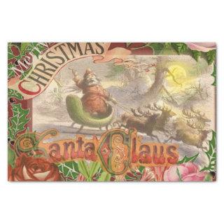 Vintage Christmas Santa Reindeer Sleigh Tissue Paper