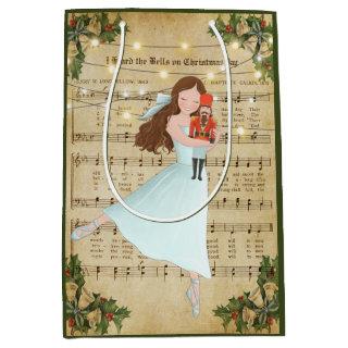 Vintage Christmas Sheet Music and Ballerina Medium Gift Bag