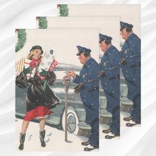 Vintage Christmas, Shopping Presents Policeman  Sheets