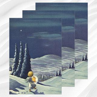 Vintage Christmas, Snow Angel Walking with a Star  Sheets