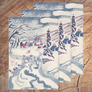 Vintage Christmas, Snowscape with Winter Village  Sheets
