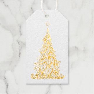 VINTAGE CHRISTMAS TREE REAL Foil Gift Tag