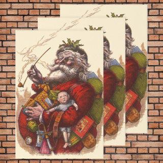 Vintage Christmas, Victorian Santa Claus Pipe Toys  Sheets