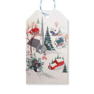 Vintage Christmas Winter Village Gift Tags
