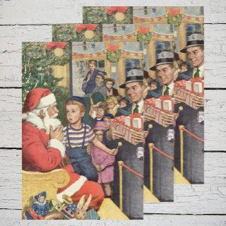 Vintage Christmas Wish, Boy on Santa Claus Lap  Sheets