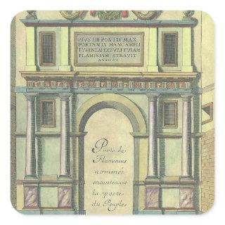Vintage Church Door Entry Renaissance Architecture Square Sticker