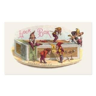 Vintage Cigar Box Gnomes Rectangular Sticker