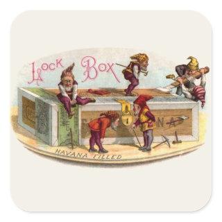 Vintage Cigar Box Gnomes Square Sticker