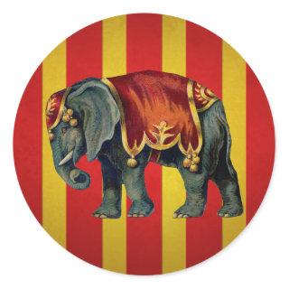 vintage circus elephant classic round sticker