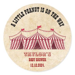 Vintage Circus Little Peanut Baby Shower Classic Round Sticker