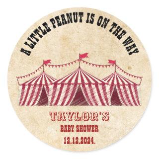 Vintage Circus Little Peanut Baby Shower Classic Round Sticker