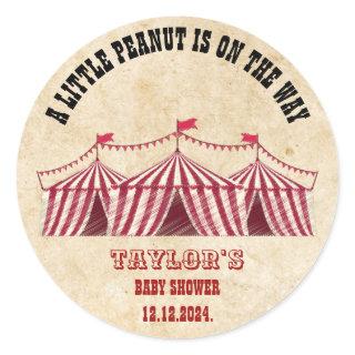 Vintage Circus Little Peanut Baby Shower Classic Round Sticker