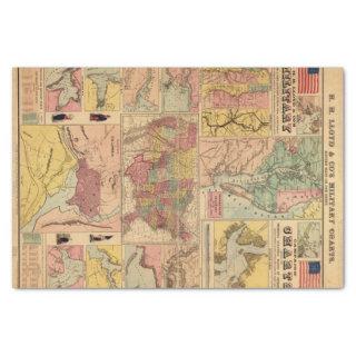 Vintage Civil War Military Strategic Map Decoupage Tissue Paper