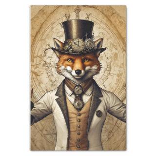 Vintage Classy Steampunk Fox Art Tissue Paper