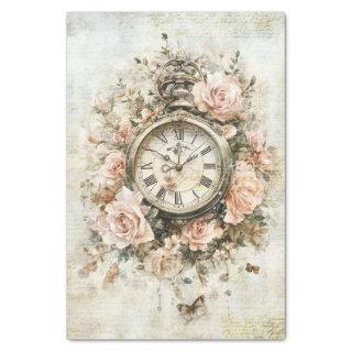Vintage Clock with Handwriting For Decoupage Tissue Paper