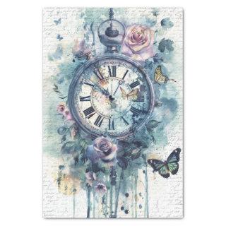 Vintage Clock with Handwriting For Decoupage Tissue Paper