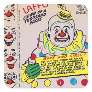 Vintage Clowns Laffo the Clown of 1,000 Faces Square Sticker