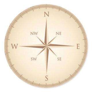 Vintage compass classic round sticker