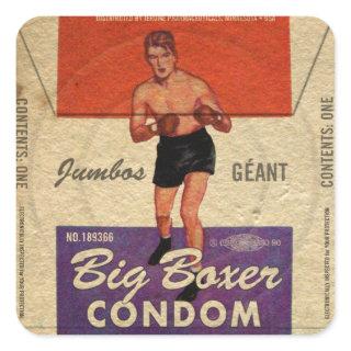 Vintage Condom Big Boxer Jumbo Prophylactic Square Sticker