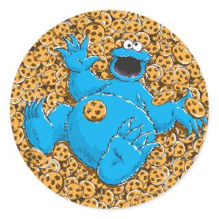 Vintage Cookie Monster and Cookies Classic Round Sticker
