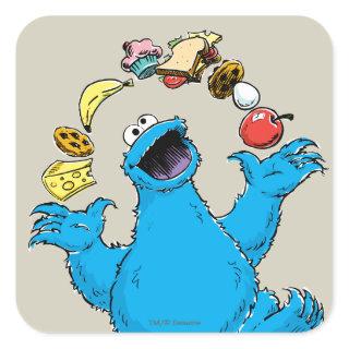 Vintage Cookie Monster Juggling Square Sticker