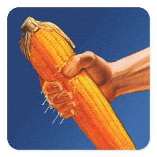 Vintage Corn 'High Fructose Corn Syrup' Cob Square Sticker
