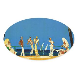Vintage Cote D'Azur French Travel Oval Sticker
