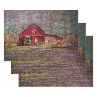 Vintage Country Rustic Old Red Texture Barn  Sheets