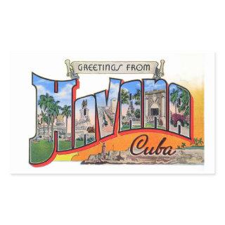 Vintage Cuba Travel - Greetings From Havana Rectangular Sticker