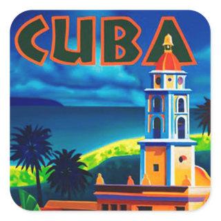 Vintage Cuba Travel Square Sticker