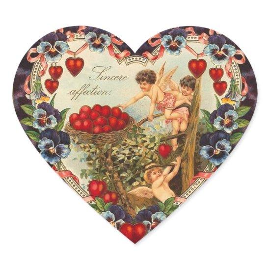 Vintage Cupid Heart Stickers