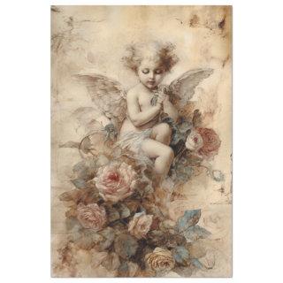 Vintage Cupid with Roses  Tissue Paper