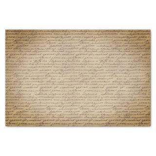 Vintage Cursive Writing Text on Parchment Pattern Tissue Paper