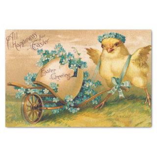 Vintage Cute Chicken with Easter Egg Carriage Tissue Paper