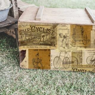 Vintage Cyclist and Bicycle Ads Collage Decoupage Tissue Paper