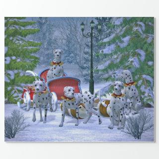 Vintage Dalmatian Sleigh Snow Christmas