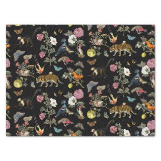 Vintage Dark Botanical Wild Animals in Forest Tissue Paper