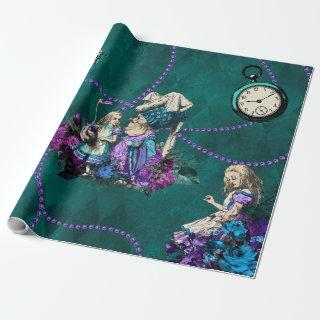 Vintage Dark Green Alice in Wonderland