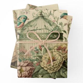 vintage decoupage drawer liners birdcage and birds  sheets