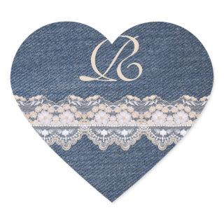 Vintage Denim and Lace Monogram Envelope Seal