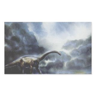 Vintage Dinosaurs, Barapasaurus with Storm Clouds Rectangular Sticker