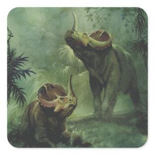 Vintage Dinosaurs, Centrosaurus in the Jungle Square Sticker