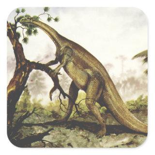 Vintage Dinosaurs, Plateosaurus Grazing on Trees Square Sticker