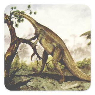 Vintage Dinosaurs, Plateosaurus Grazing on Trees Square Sticker