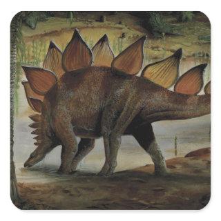 Vintage Dinosaurs, Stegosaurus, Tail with Spikes Square Sticker