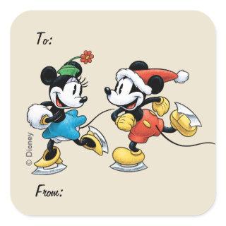Vintage Disney | Mickey & Minnie Ice Skating Square Sticker