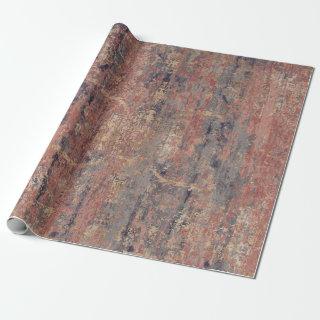 Vintage Distressed Abstract Antique Rust Orange