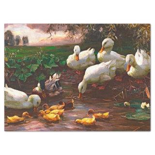 Vintage Drake With White Ducks & Yellow Ducklings  Tissue Paper