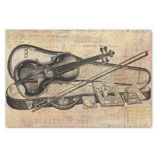 Vintage Drawing Of Violin On Sheet Music Decoupage