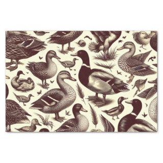 Vintage Duck and Goose Pattern Tissue Paper